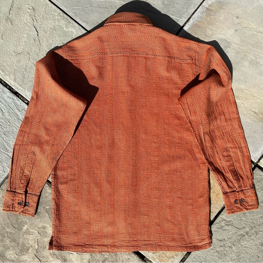 Y2k Brown Orange Red Knit Pattern Button Down Sli… - image 2
